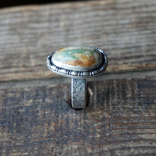 Load image into Gallery viewer, Earthy Green Royston Ribbon Turquoise Ring, Size 8