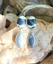 Load image into Gallery viewer, White Buffalo Southwest Drop Style Earrings, Post Backs, Handcrafted Sterling Silver