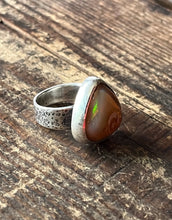 Load image into Gallery viewer, Glowing Peak Mexican Fire Opal Ring, Size 7 1/2