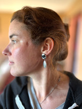 Load image into Gallery viewer, White Buffalo Southwest Drop Style Earrings, Post Backs, Handcrafted Sterling Silver