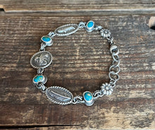 Load image into Gallery viewer, Ode To Kitty Bracelet, Pisco Blue Gem Chrysocolla Settings, 7 1/4” Long