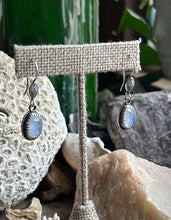 Load image into Gallery viewer, Rainbow Moonstone Deco Drop Earrings, Handcrafted Sterling Silver Design