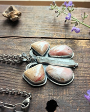 Load image into Gallery viewer, Pink Opal and Beryl Crystal with Muscovite Butterfly Pendant, 16.5-17.5” Long Rolo Chain