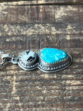 Load image into Gallery viewer, White Buffalo and Pilot Mountain Turquoise Pendant with 16” Wheat Chain