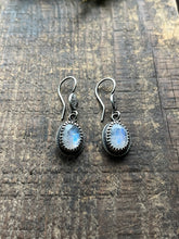 Load image into Gallery viewer, Rainbow Moonstone Deco Drop Earrings, Handcrafted Sterling Silver Design