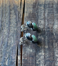 Load image into Gallery viewer, White Buffalo and Lucin Variscite Post Earrings, Handcrafted Sterling Silver