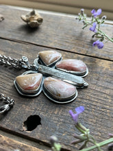 Load image into Gallery viewer, Pink Opal and Beryl Crystal with Muscovite Butterfly Pendant, 16.5-17.5” Long Rolo Chain