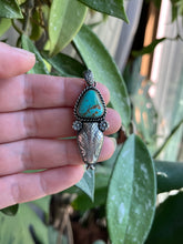 Load image into Gallery viewer, Snakehead with Kings Manassa Turquoise in Handcrafted Sterling Silver, Pendant with 18” Wheat Chain