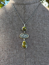 Load image into Gallery viewer, Troy Springs Turquoise with Framed Fish Pendant, Handcrafted Sterling Silver and Brass Accent