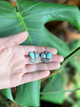 Load image into Gallery viewer, Blue Gemmy Ear Jackets, Stone Mt. Turquoise with Rainbow Moonstones