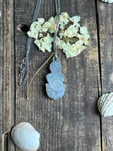 Load image into Gallery viewer, Polychrome Nautilus Variscite with Faceted Black Spinel Pendant, 17” Diamond Curb Chain