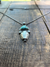 Load image into Gallery viewer, Snakehead with Kings Manassa Turquoise in Handcrafted Sterling Silver, Pendant with 18” Wheat Chain