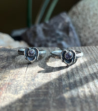 Load image into Gallery viewer, Heart Filled Gemstone Rings, Garnet and Amethyst Options, All Handcrafted Sterling Silver Rings