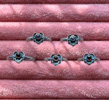 Load image into Gallery viewer, Heart Filled Gemstone Rings, Garnet and Amethyst Options, All Handcrafted Sterling Silver Rings