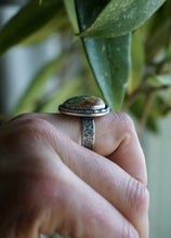Load image into Gallery viewer, Earthy Green Royston Ribbon Turquoise Ring, Size 8
