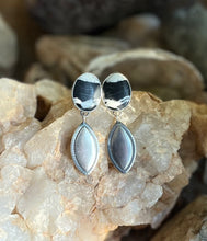 Load image into Gallery viewer, White Buffalo Southwest Drop Style Earrings, Post Backs, Handcrafted Sterling Silver