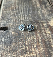 Load image into Gallery viewer, Heart Filled Gemstone Earrings, Post Backs with Amethyst and Garnet Options