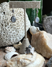 Load image into Gallery viewer, Rainbow Moonstone Deco Drop Earrings, Handcrafted Sterling Silver Design