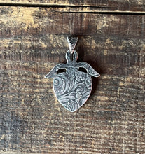 Load image into Gallery viewer, Winged Blacked Onyx Heart with Amber Talisman, Pendant Only