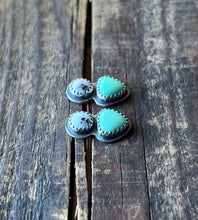 Load image into Gallery viewer, White Buffalo and Lucin Variscite Post Earrings, Handcrafted Sterling Silver