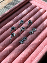 Load image into Gallery viewer, Heart Filled Gemstone Earrings, Post Backs with Amethyst and Garnet Options