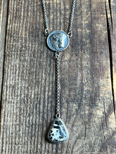 Load image into Gallery viewer, White Buffalo Lariat Drop Necklace, 20” Long Rolo Chain