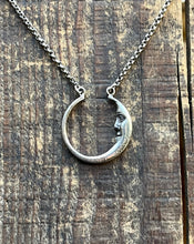 Load image into Gallery viewer, Sterling Silver Man in the Moon Charm Holder Necklace, 19” Rolo Chain