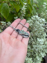 Load image into Gallery viewer, Polychrome Nautilus Variscite with Faceted Black Spinel Pendant, 17” Diamond Curb Chain