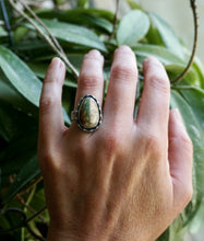 Load image into Gallery viewer, Earthy Green Royston Ribbon Turquoise Ring, Size 8