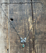 Load image into Gallery viewer, Art Nouveau Butterfly with Kyanite Drop, Handcrafted Sterling Silver, 20” Chain