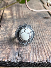 Load image into Gallery viewer, Ivory Creek Variscite Ring in Handstamped Sterling Silver, Ring Size 8