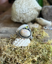 Load image into Gallery viewer, Mexican Fire Opal and Peridot Ring in Sterling, Ring Size 9.25
