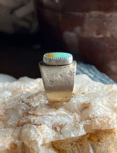 Load image into Gallery viewer, Emerald Valley Turquoise in Brass Dogwood Flower Ring, Size 9