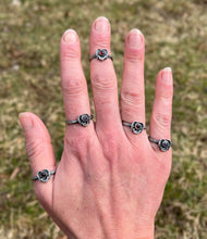 Load image into Gallery viewer, Heart Filled Gemstone Rings, Garnet and Amethyst Options, All Handcrafted Sterling Silver Rings