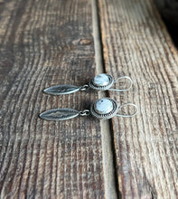 Load image into Gallery viewer, White Buffalo Hand Stamped Drop Earrings, Handcrafted Sterling Silver