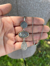 Load image into Gallery viewer, Troy Springs Turquoise with Framed Fish Pendant, Handcrafted Sterling Silver and Brass Accent