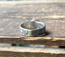 Load image into Gallery viewer, Australian Crystal Pipe Opal Ring with Mokume Gane Pattern, Ring Size 8 3/4