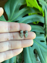 Load image into Gallery viewer, Moonstone with Egyptian Lotus Bud Earrings, Sterling Silver, Post Backs