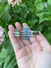 Load image into Gallery viewer, Seaside Cuff, Dendritic Quartz and Teal Indicolite Tourmaline in Sterling, Size Medium Fit