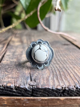 Load image into Gallery viewer, Ivory Creek Variscite Ring in Handstamped Sterling Silver, Ring Size 8