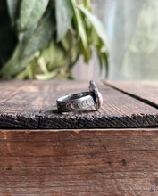 Load image into Gallery viewer, Pink Conch Shell Heart Ring in Hand Stamped Band, Ring Size 8