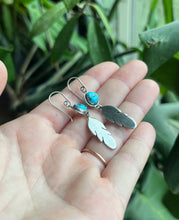Load image into Gallery viewer, Kingman Nugget Turquoise Feather Drop Earrings in Handcrafted Sterling Silver
