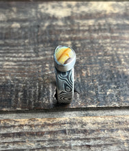 Load image into Gallery viewer, Australian Crystal Pipe Opal Ring with Mokume Gane Pattern, Ring Size 8 3/4