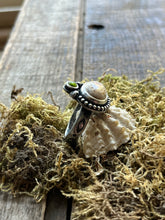 Load image into Gallery viewer, Mexican Fire Opal and Peridot Ring in Sterling, Ring Size 9.25