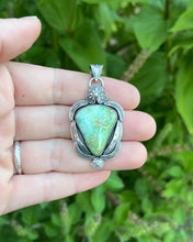 Load image into Gallery viewer, Sonoran Gold Turquoise Statement Pendant in Hand Stamped Detailing