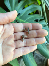 Load image into Gallery viewer, Moonstone with Egyptian Lotus Bud Earrings, Sterling Silver, Post Backs