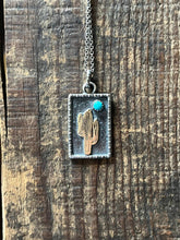 Load image into Gallery viewer, Cactus Under a Blue Moon Pendant with Kingman Turquoise, 18” Chain