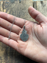 Load image into Gallery viewer, Dream Land Hand Stamped Turquoise and Rainbow Moonstone Pendant, Sterling Silver, with 16” Chain