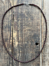 Load image into Gallery viewer, Red Garnet Beaded Necklace, 22” Long with Sterling Silver Clasp