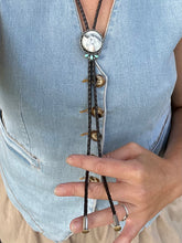 Load image into Gallery viewer, Grey Filly Bolo with Campitos Turquoise in Handcrafted Sterling Silver